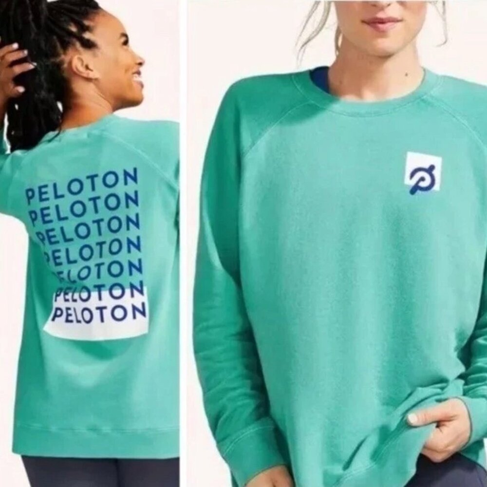 Peloton Sweatshirt Oversized Women’s Teal Pullover Cotton Crew Neck XL